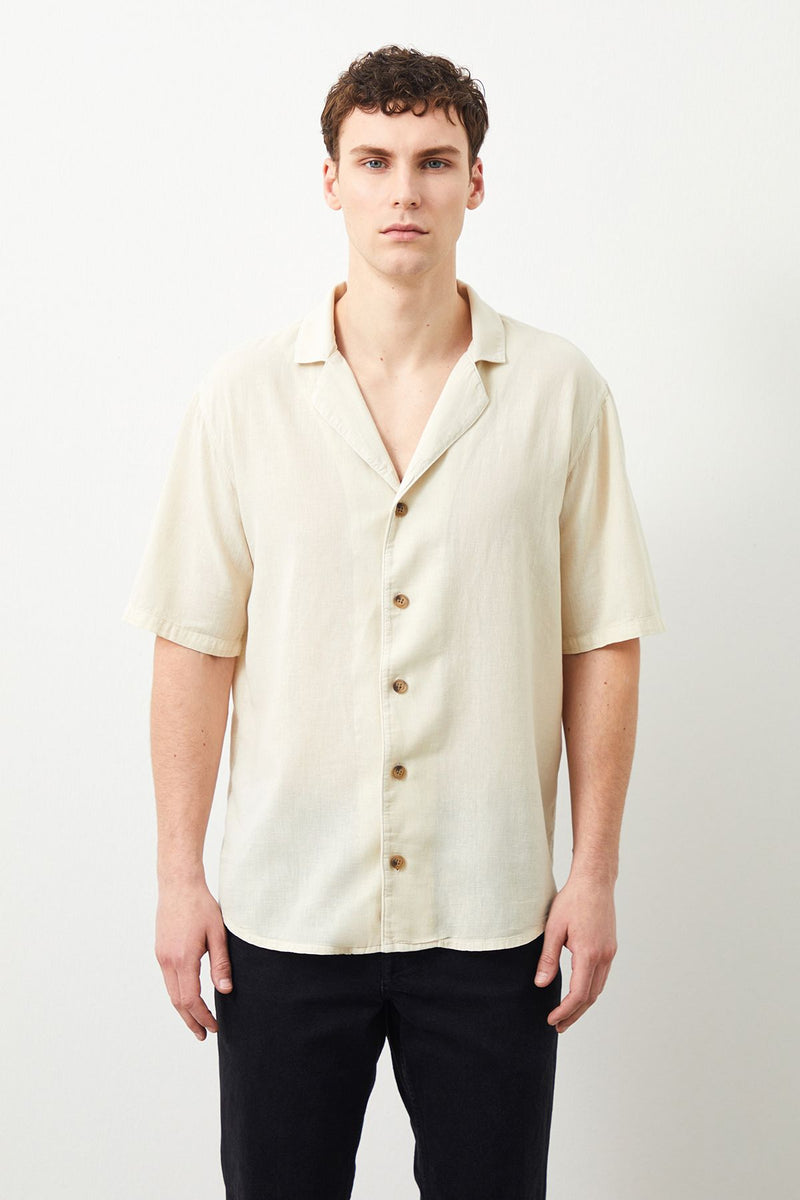 Nix Oversize Fit Beige Men's Linen Shirt – RaDenim